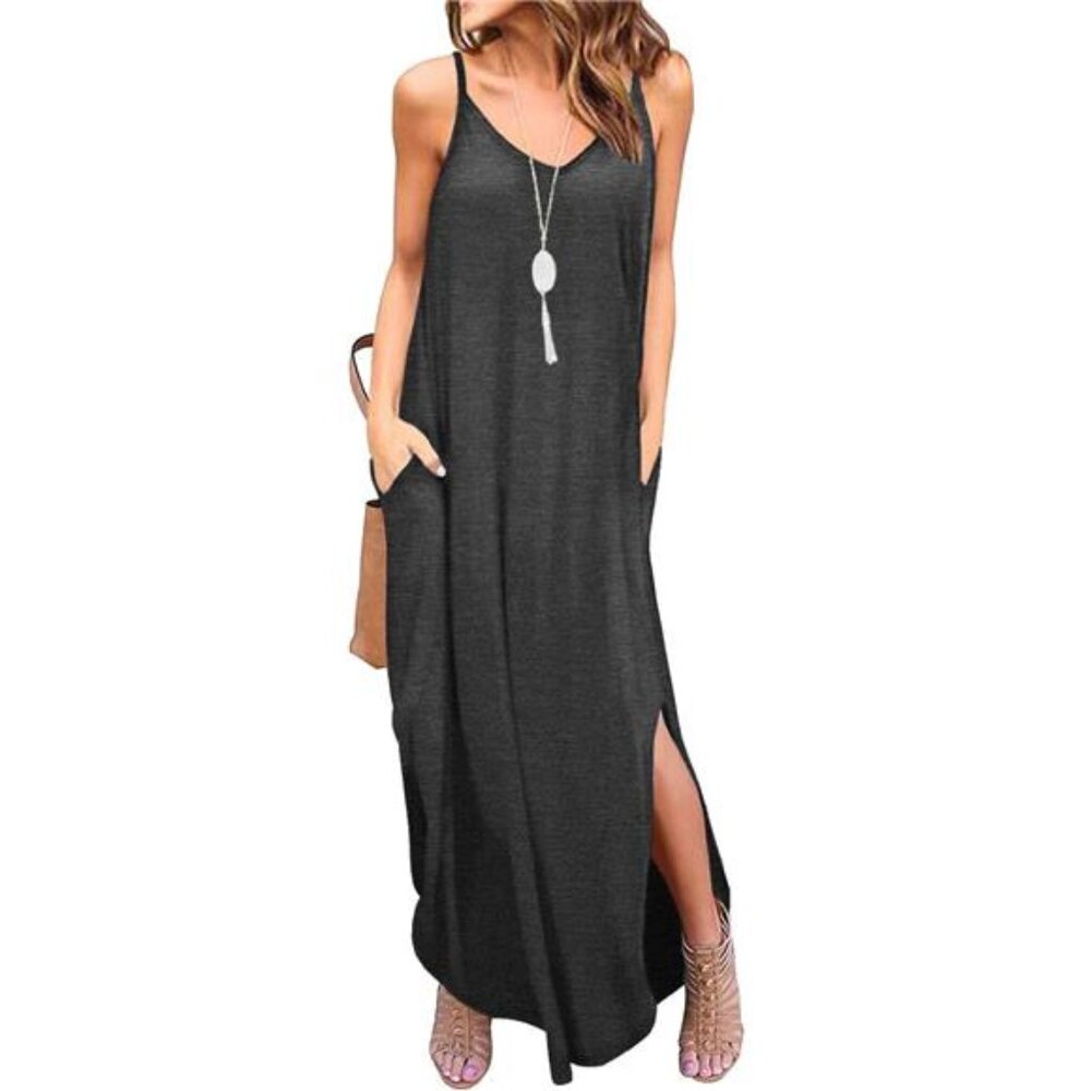 Women's Summer Casual Loose Dress Beach Cover Up Long Cami Maxi